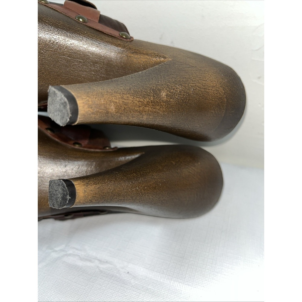 Vtg White Mt Womens 7.5M Cornelia Leather Studded Mules Clogs Brown 70s Y2K Boho - Picture 12 of 15